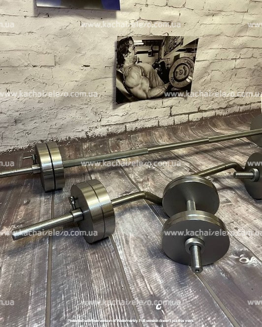 Набір 52 кг Штанга + W-подібний гриф + Гантелі набірні Гантелі, гирі, штанги та диски металеві диски Київ - фото 13