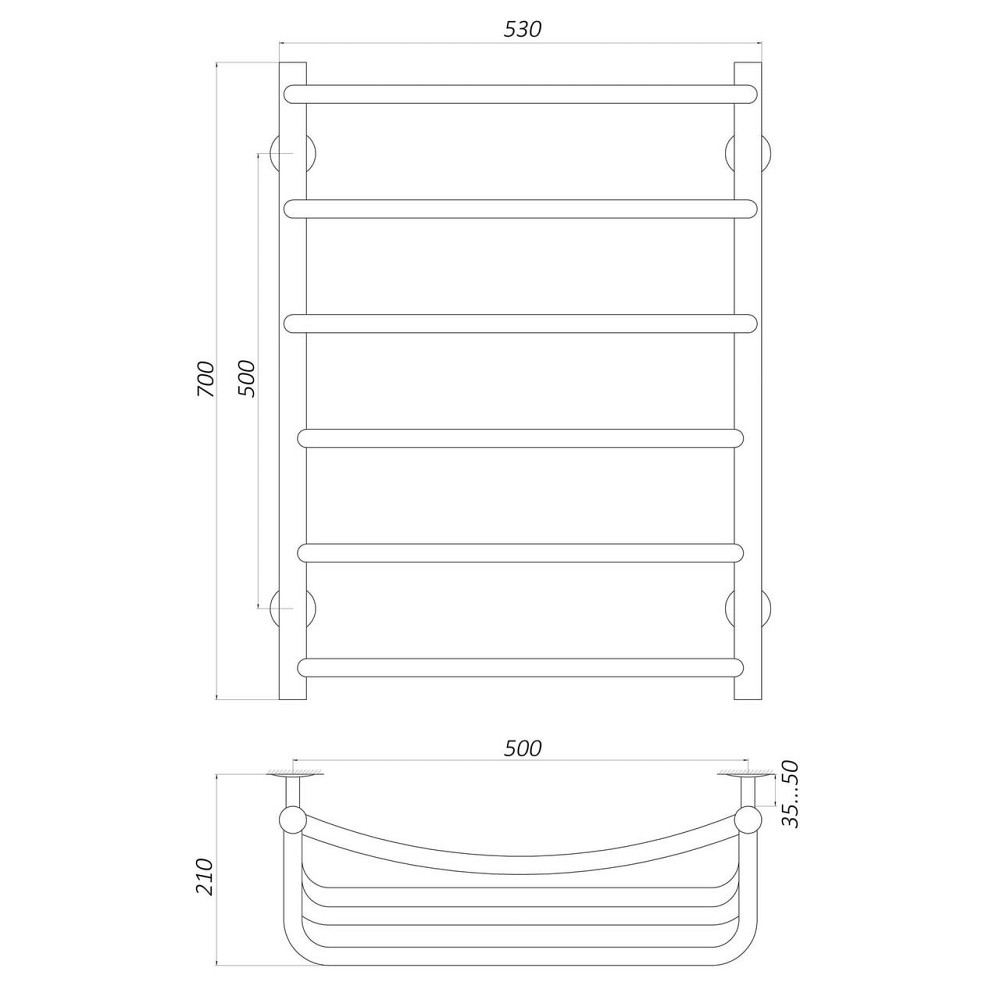 Сушарка для рушників UNIO LKD W 700-500-6 Драбинка Каскад Дуга вода Київ - фото 5