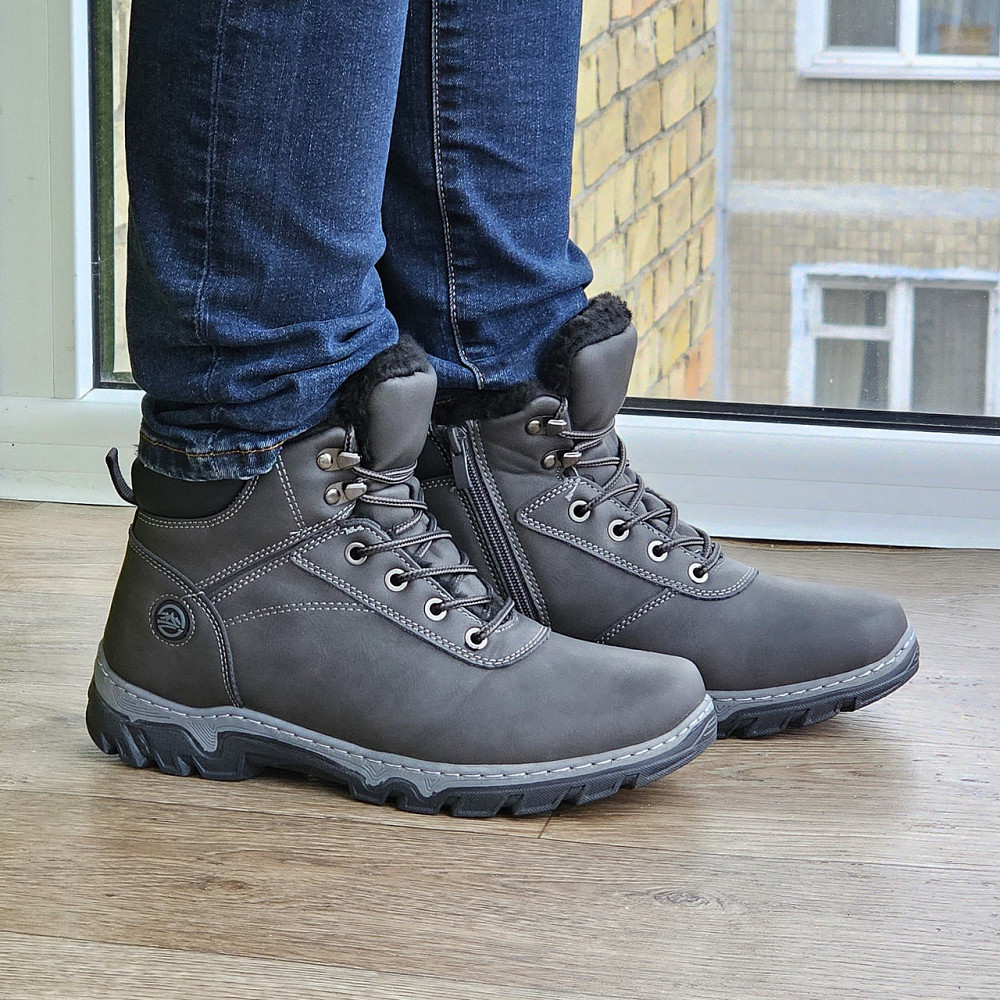 Ботинки Зимние Мужские Кроссовки на Меху Серые Зима Мех (размеры: 40,41,42,43,44,45) Видео Обзор Днепр - изображение 6