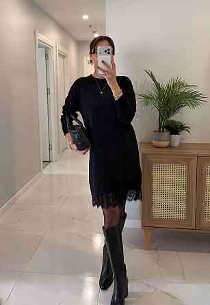 Женское платье-туника с кружевом по низу двухсторонняя ангора Одесса