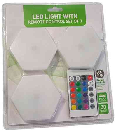 Ночник LED Pinto 3шт, N359, пульт, разные цвета, сенсор прикосновения, 3xR3 Днепр