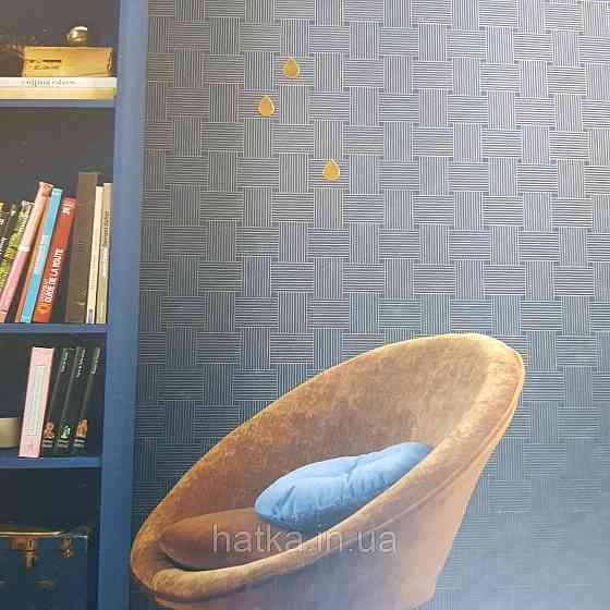 Шпалери вінілові на флізелін Caselio Mystery 0.53х10 м геометрія яскраві смуги золотисті на синьому Київ