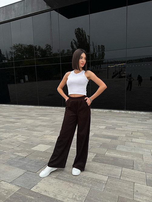 Жіночі вельветові штани палаццо "Garda" | Норма і батал Шоколадний, 54-56 Київ - фото 7