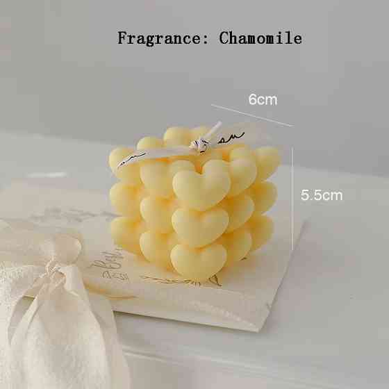 Свічка ароматична "Кубик сердець" ручної роботи у жовтому кольорі Кам'янець-Подільський