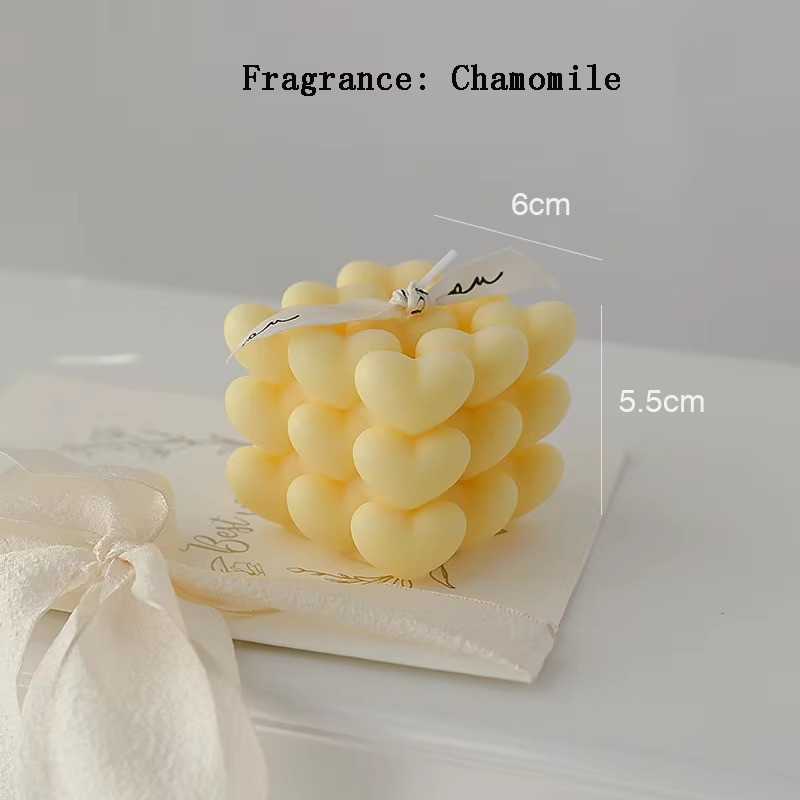 Свічка ароматична "Кубик сердець" ручної роботи у жовтому кольорі Кам'янець-Подільський - фото 4