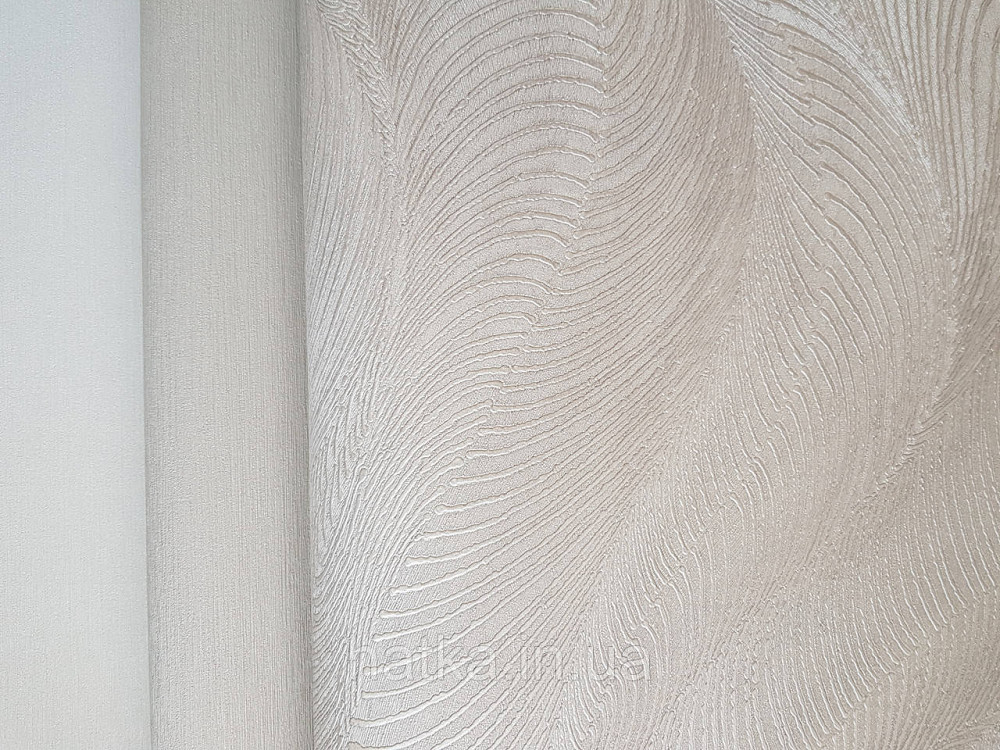 Обои виниловые на флизелиновой основе Rasch Incanto 1.06х10 абстракция волны металлик бежевые серебро 3д Киев - изображение 3