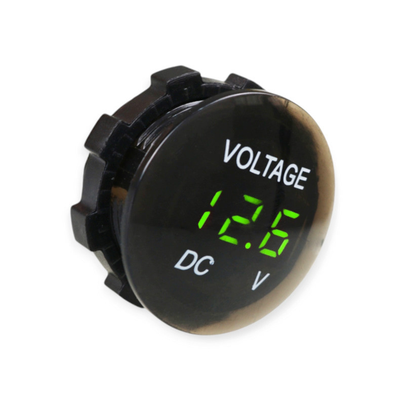Вольтметр з дисплеєм врізний 12/24В (круглий опуклий 28мм) зелене підсвічування Мукачево - фото 1