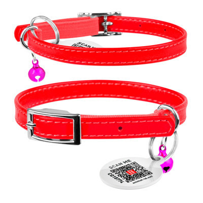 Нашийник для тварин WAUDOG Glamour з QR паспортом Д 17-20 см червоний (32753) Вінниця - фото 4
