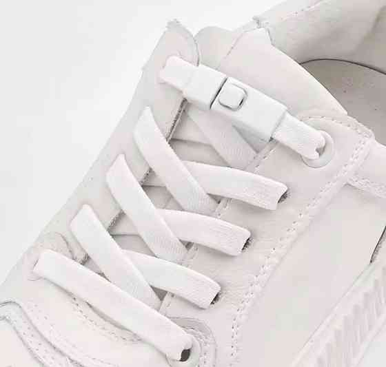 Еластичні шнурки без зав'язок з металевими застібками в колір Білий Смела