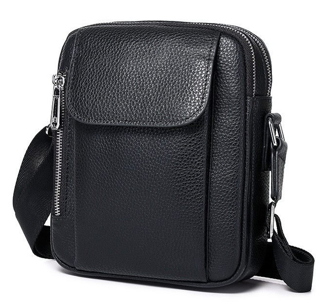 Чоловіча шкіряна сумка через плече Bexhill чорна Киев - изображение 9