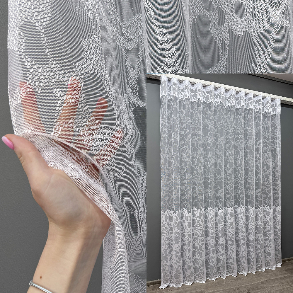 Тюль VR-Textil 1528т Премиум Жаккард Белый 300х270 см (42-0349) Киев - изображение 1