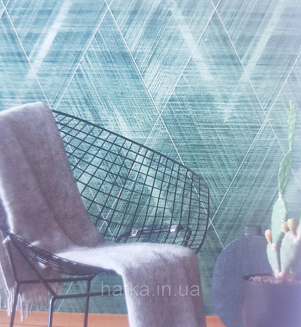 Шпалери вінілові на флізеліні AS creation The Bos 0.53х10 геометрія фігури смуги структурні зелені срібло 3д Київ - фото 1