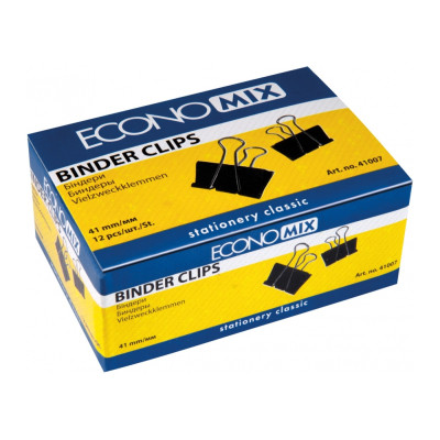 Биндер металлический Economix 41 мм 12 шт (E41007) Винница - изображение 1