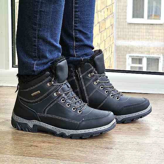 Черевики Зимові Чоловічі на хутрі Чорні Зима Хух Прошиті (розміри: 40,41,42,43,44,45) Відео Огляд Дніпро