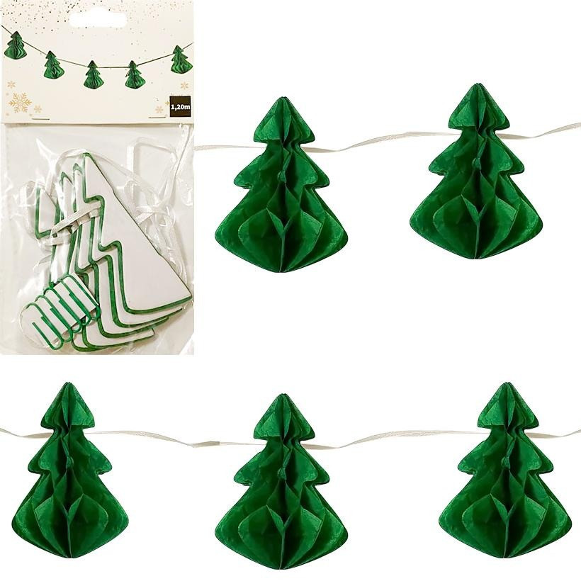 Гірлянда з паперових новорічних прикрас "Ялинки" CG-12, 5 шт Вінниця - фото 1