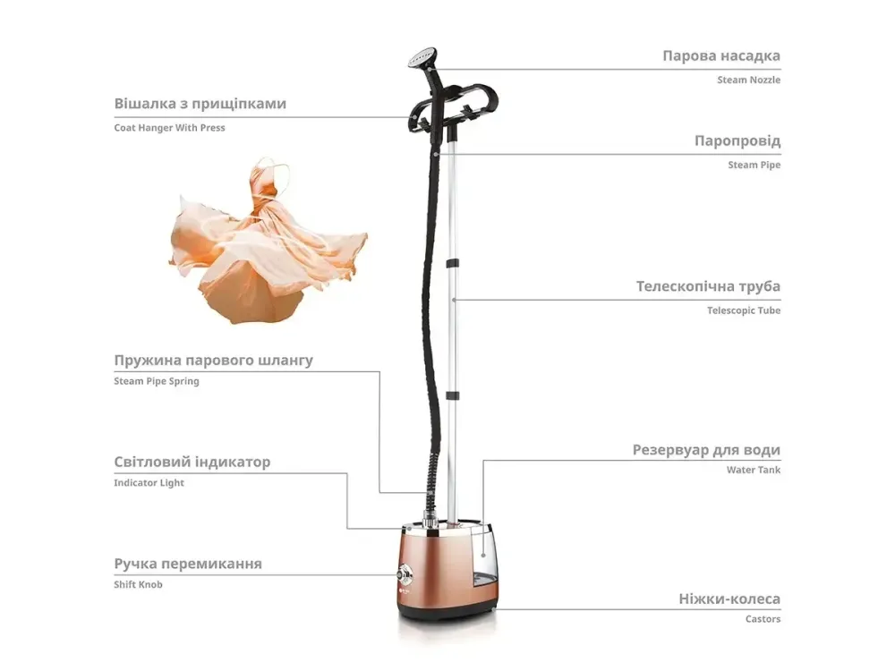 Відпарювач для одягу 3800Вт BITEK BT-3047G Одеса - фото 5