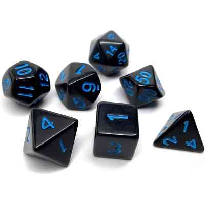 Набор кубиков для настольных игр Games 7 Days Opaque 7 Dice Set - Black (w-blue) (g7dopaq12) Винница