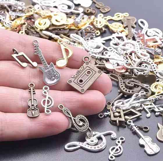 Набір металевих підвісок “Музика” – 50 штук (1–2 см) шарміків для прикрас Київ