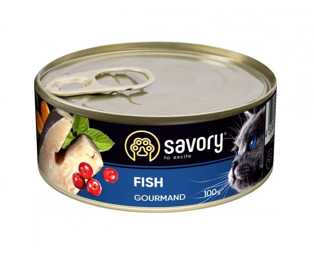 Влажный корм для привередливых котов Сейвори Savory Cat Can Adult с рыбой, 100 г Винница - изображение 1