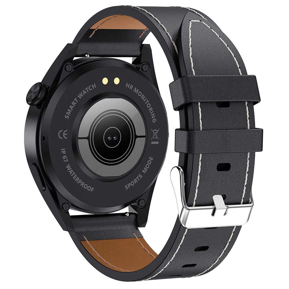 Розумний смарт-годинник i39 з Bluetooth-дзвінками, класичний круглий екран 1.28" та чорний шкіряний ремінець Київ - фото 7
