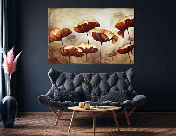 Картина холст у вітальню / спальню Маки      MLP_11  ( 60х30см ) 70x140 см Київ