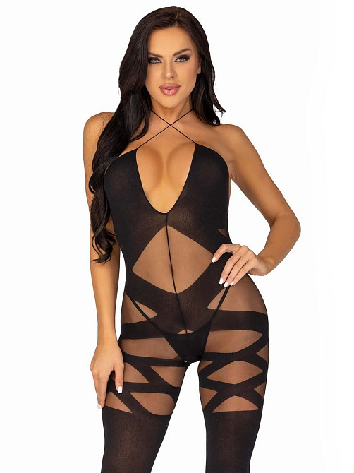 Бодістокінг Leg Avenue Illusion halter bodystocking One size Black, доступ Sex Aura Київ - фото 4