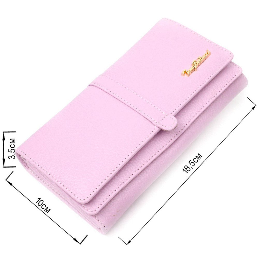 Жіночий гаманець з великою кількістю відділень ніжного кольору з натуральної шкіри Tony Bellucci 21958 Ліловий Київ - фото 6