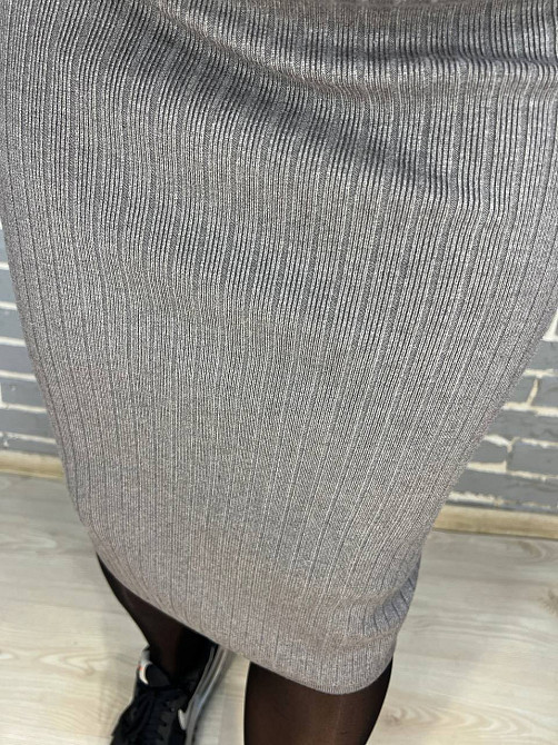 Женская юбка My fashion 478 вязка широкий рубчик разрез средняя длина, серый, 44-48 Киев - изображение 7