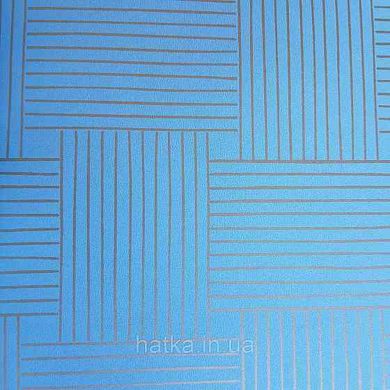 Шпалери вінілові на флізелін Caselio Mystery 0.53х10 м геометрія яскраві смуги золотисті на блакитному Київ