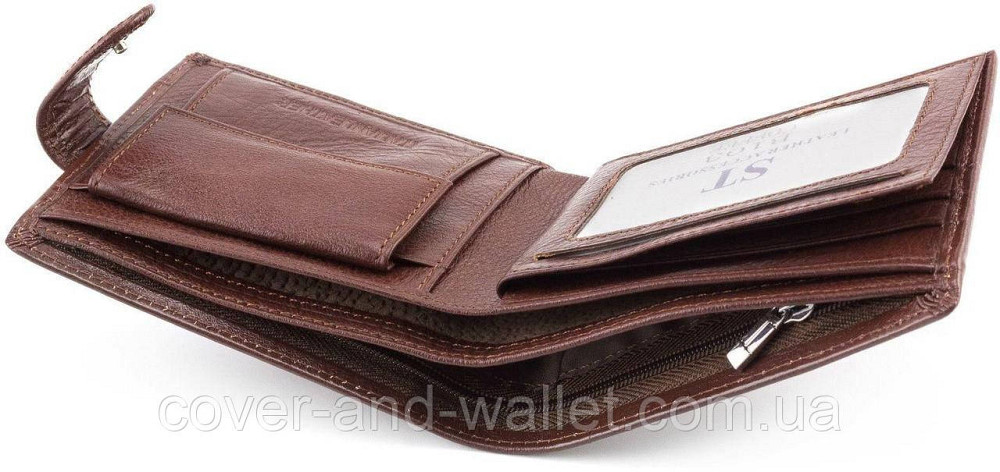 Коричневий класичний чоловічий гаманець з гладкої шкіри ST Leather Київ - фото 6
