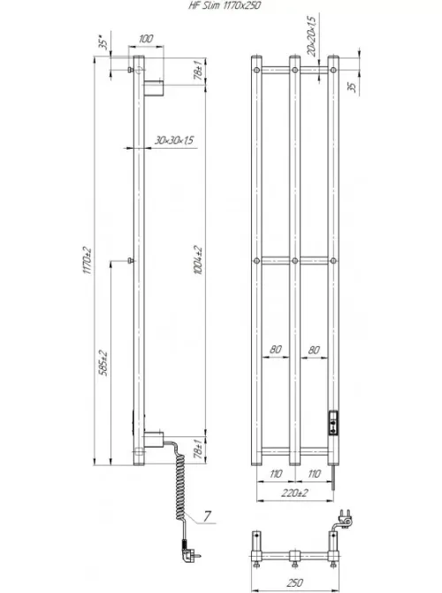 Электрический полотенцесушитель Hygge Family Slim 1170х250 TR К черный мат Киев - изображение 4