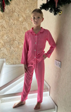 Дитяча піжама із сатину Малиновий 154-158 Харків