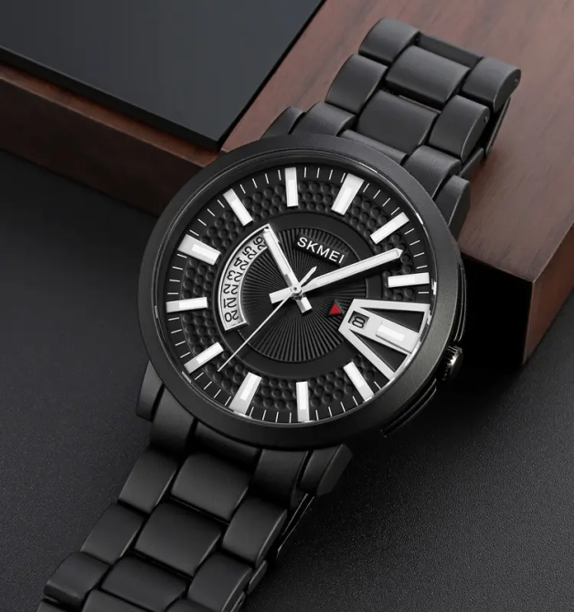 Мужские часы Skmei 1985 на браслете (Черные с серебристым) Винница - изображение 5