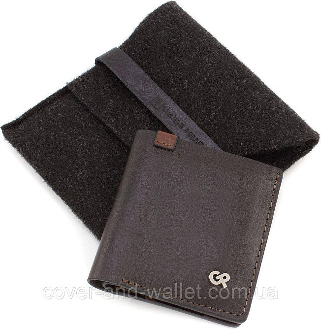 Компактный мужской кошелек на магнитной фиксации коричневого цвета Grande Pelle Buon 11328 Киев - изображение 10