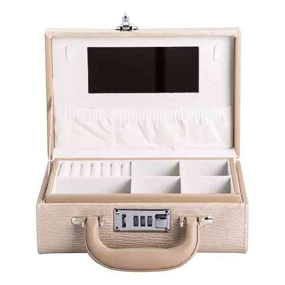 Скринька для прикрас з еко шкіри 2 яруси з кодовим замком органайзер для ювелірних виробів HP-5-24CR Коломия