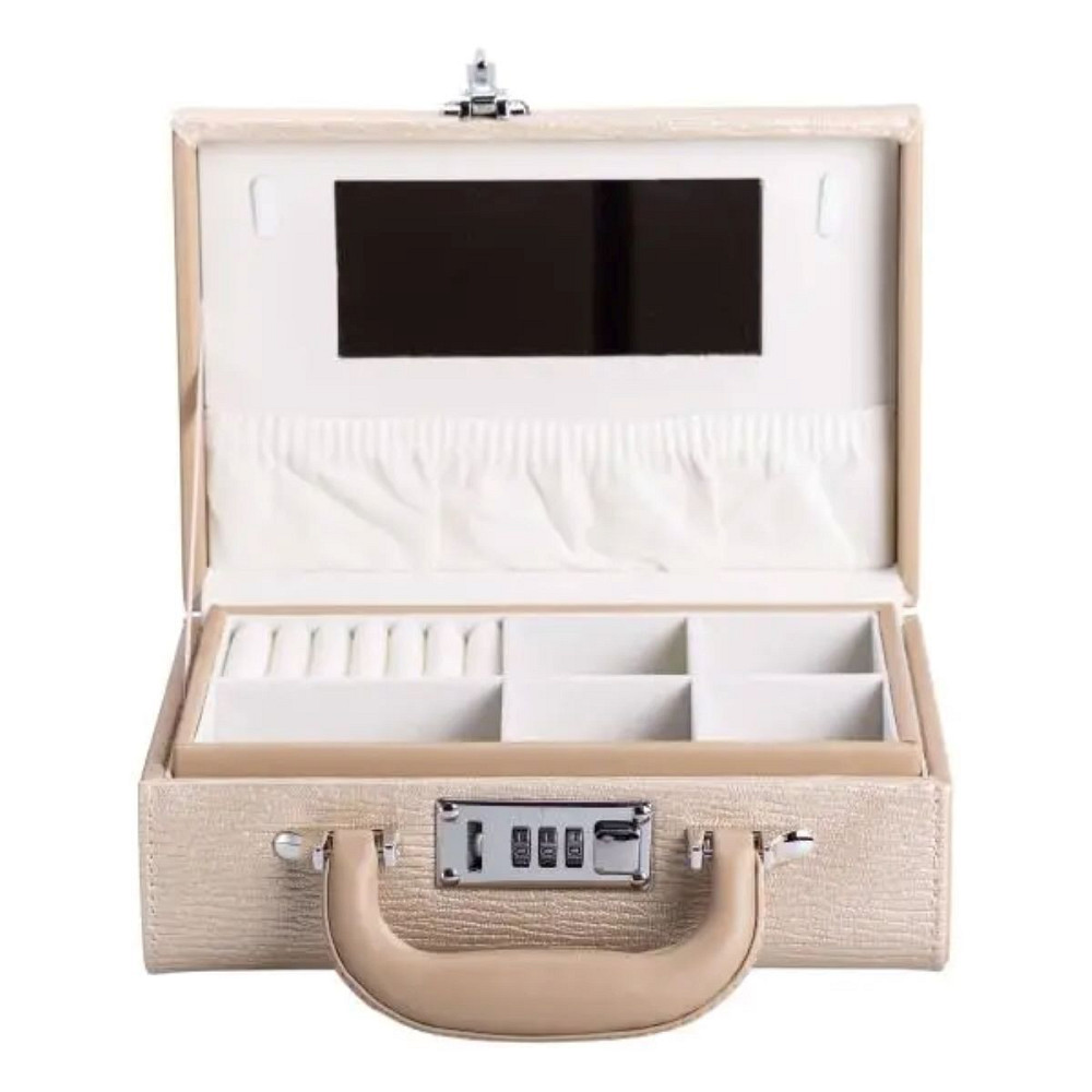 Скринька для прикрас з еко шкіри 2 яруси з кодовим замком органайзер для ювелірних виробів HP-5-24CR Коломия - фото 1