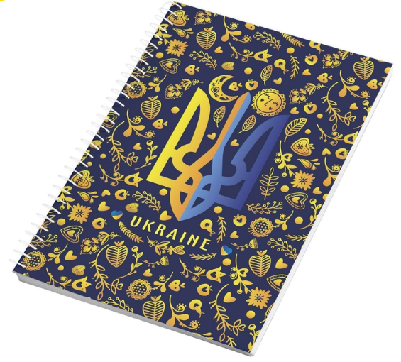 Блокнот А4 "Аркуш" Тризуб  на орнаменті, 96 арк, клітинка, бічна спіраль, м'яка обкл, 1В2270, шт Київ - фото 1