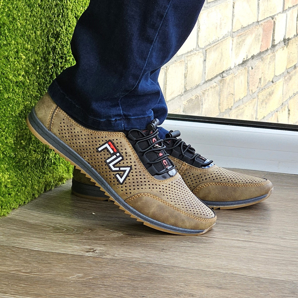 Мужские Мокасины Кроссовки FILA Коричневые с Перфорацией Туфли (размеры: 40,41,42,43,44,45) Видео Обзор - 17-3 Днепр - изображение 2