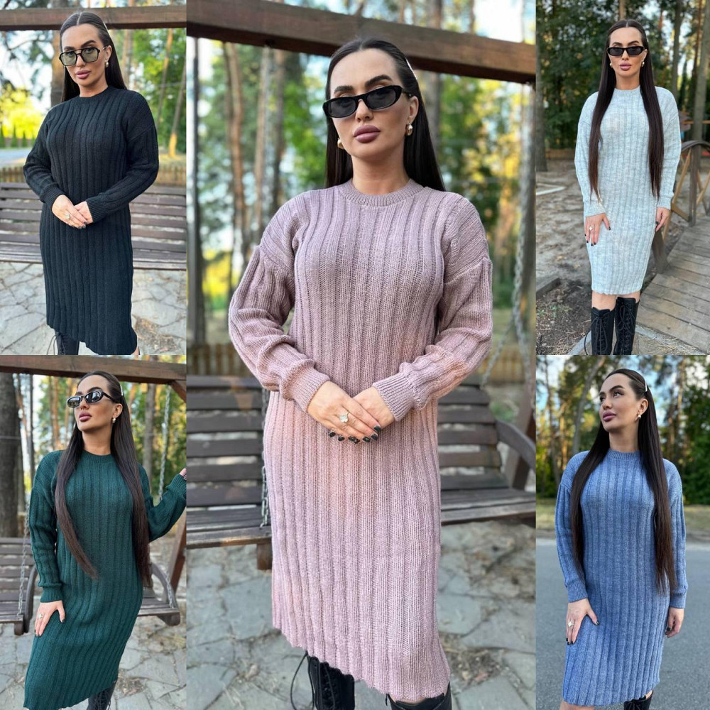 Женское модное вязаное платье однотонный.  42-56р Киев - изображение 1