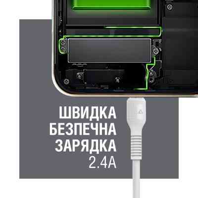 Дата кабель USB 2.0 AM to Lightning 1.2m AL-CBCOLOR-L1WT White ACCLAB (1283126518225) Вінниця