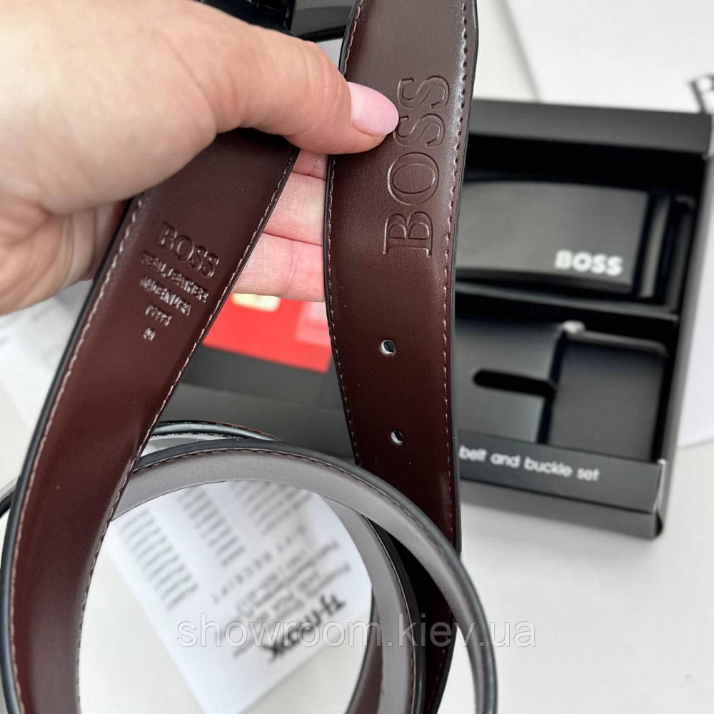 Чоловічий двосторонній ремінь та дві пряжки Boss (203-1) Київ - фото 4
