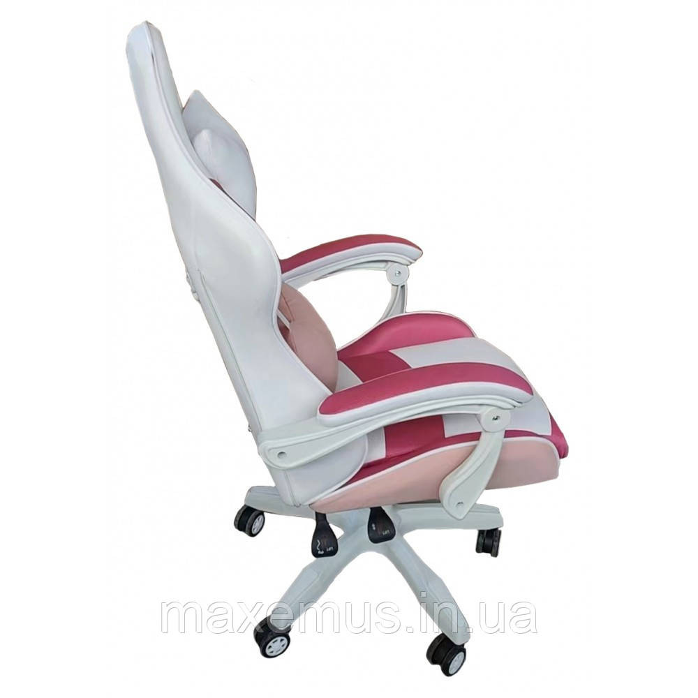 Геймерское раскладное кресло для девушек игровое для приставки стул компьютерный Bonro B 807 розовый с белым Мостиска - изображение 5