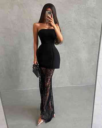 Женское вечернее элегантное платье-юбка   костюмка + нежный гипюр Одесса