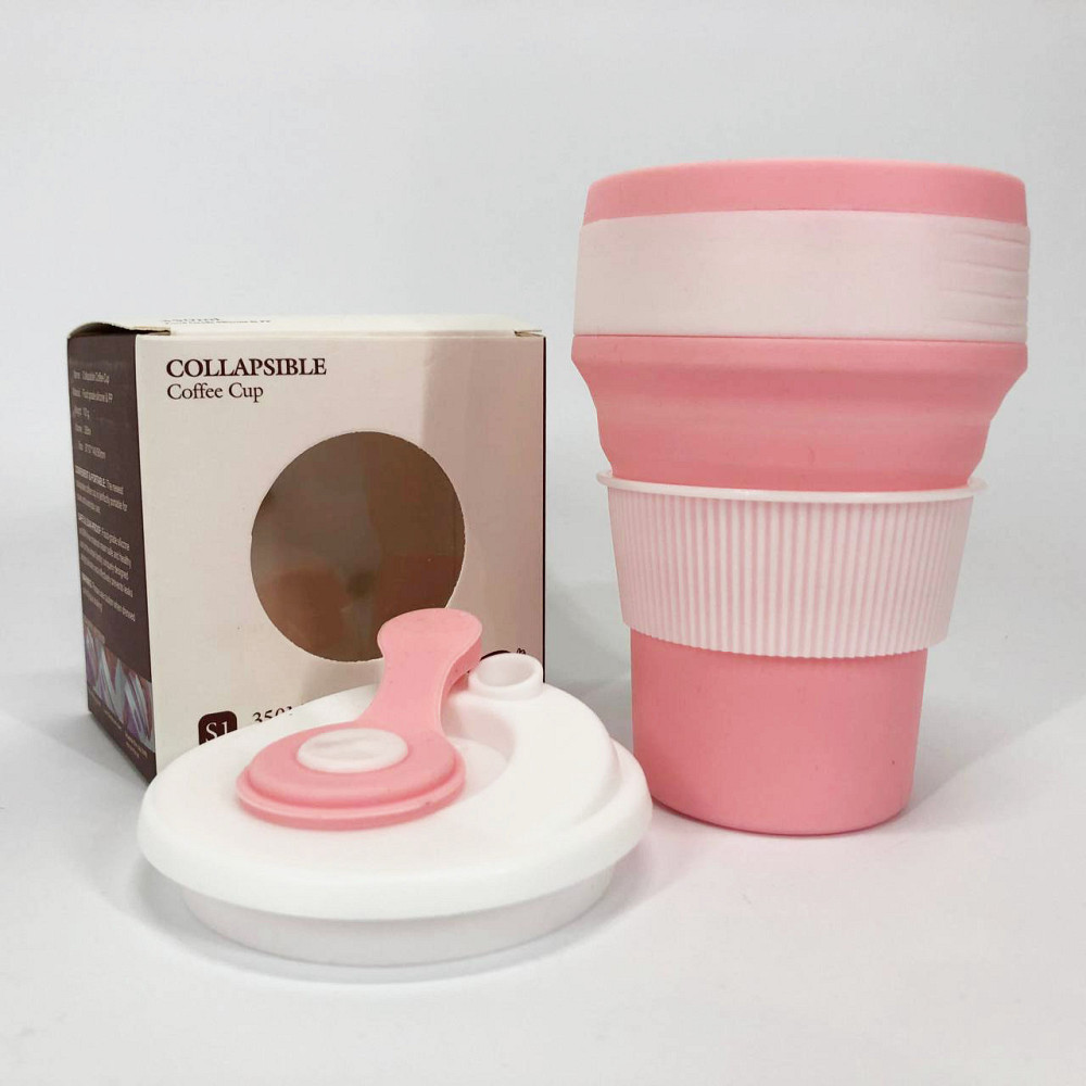 Силиконовая термо-чашка 350 мл, Многоразовая силиконовая чашка, Стакан раздвижной складной WM-59 Львов - изображение 1