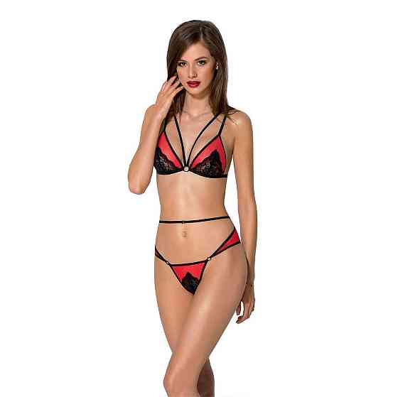 Комплект білизни Passion PEONIA SET XXL/XXXL red, бра, трусики Sex Aura Київ