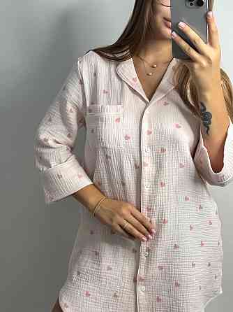 Жіноча муслінова нічна сорочка Рожевий M-L Харків