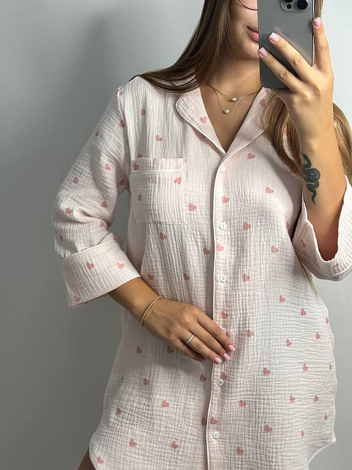 Жіноча муслінова нічна сорочка Рожевий M-L Харків - фото 3