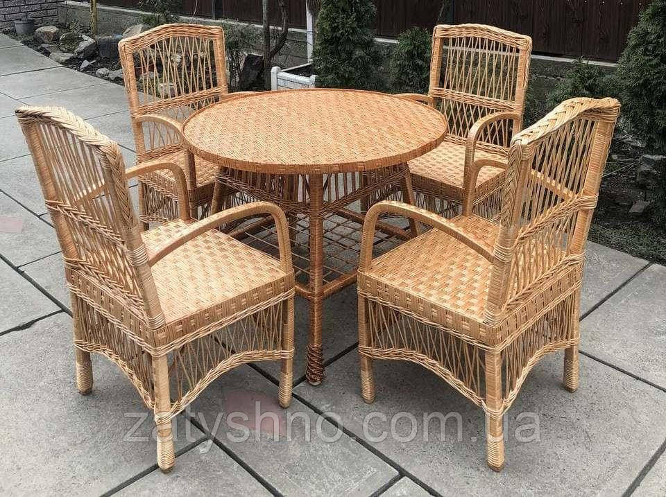 Мебель плетеная со стульями и столом  90 в диаметре Киев - изображение 1