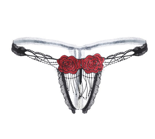 Трусы с бусами и разрезом красные - размер универсальный, резинка до 80см Киев - изображение 1