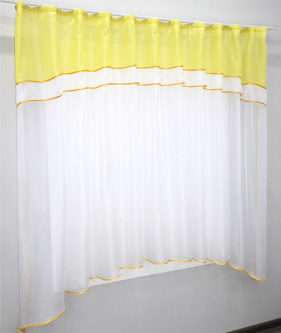 Кухонная гардина VR-Textil № 036к арка белый с желтым 280х170 см (52-0510) Киев - изображение 2